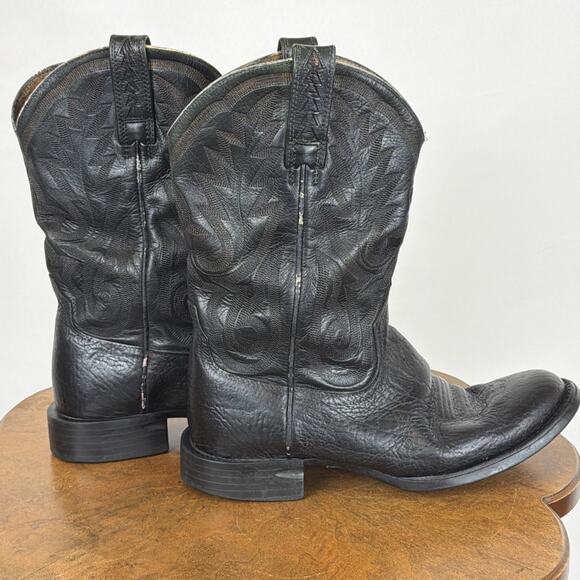 Ariat Black Pebbled Leather Western Boots Round Toe Tonal Stitching Men\'s 8.5